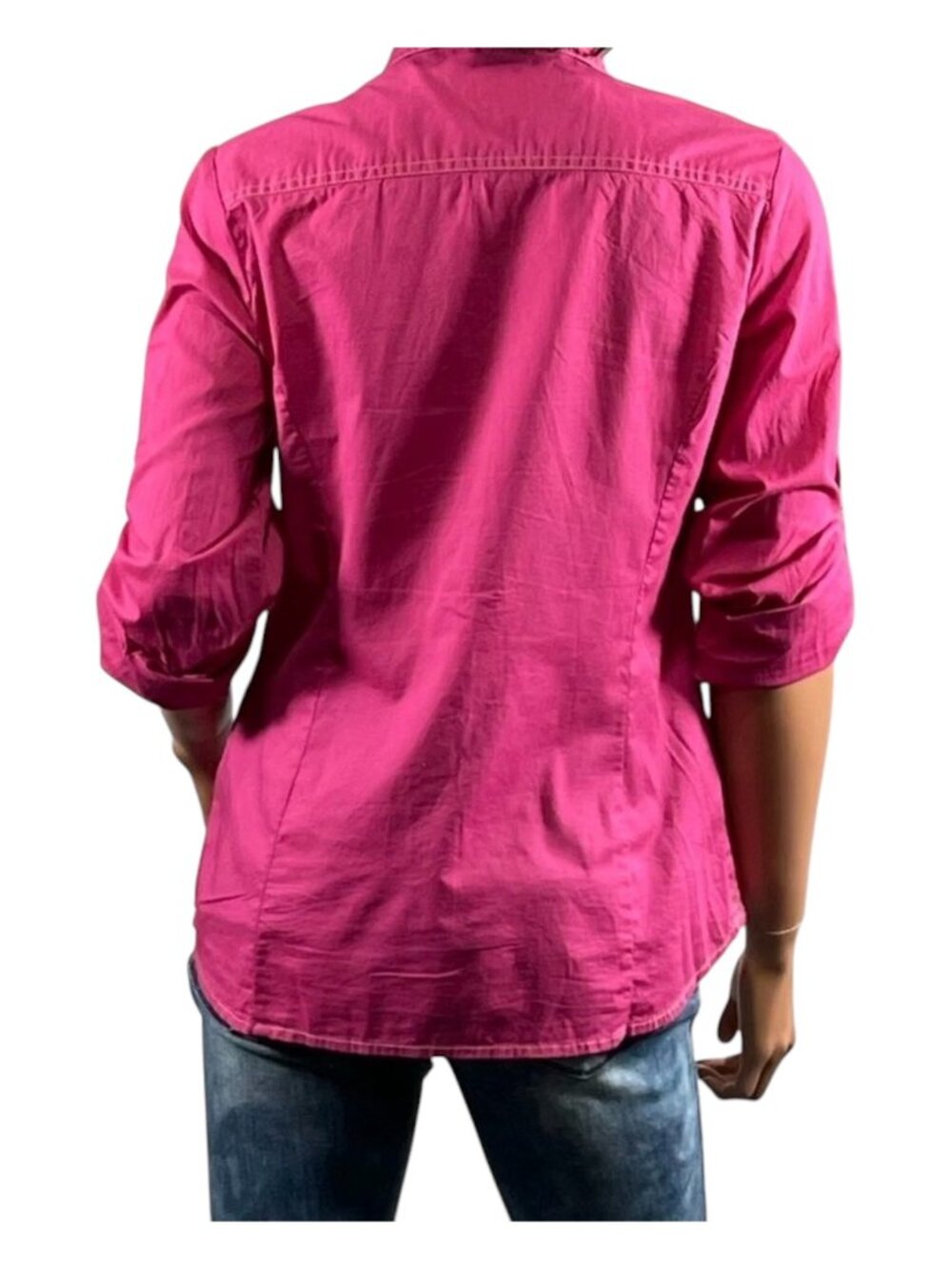 Tommy Hilfiger Women's Long Sleeve Collared Button Shirt Magenta Size M - Picture 2 of 6